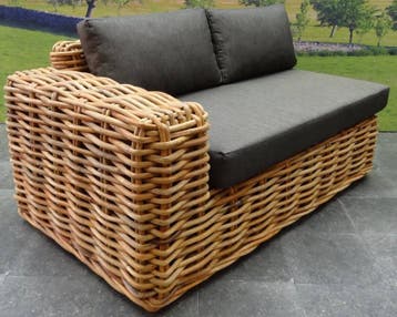 Sabuga hoek loungeset 5-delig naturel rotan, Ophalen of Verzenden, Nieuw
