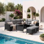 Wicker zitgroep Barletta - zwart / grijs, Verzenden, Nieuw