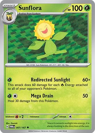 Sunflora 007/167 reverse holo Twilight Masquerade, Hobby en Vrije tijd, Verzamelkaartspellen | Pokémon, Losse kaart, Nieuw, Foil