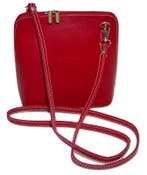 Rood Vera Pelle Italiaans leren schoudertasje (rits rondom), Verzenden, Nieuw