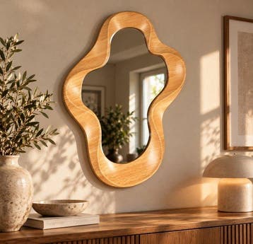 Organische wandspiegel – sculpturale omlijsting met warme