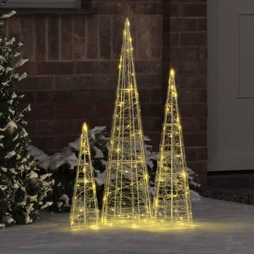 vidaXL Kerstboom 3 st 90 LEDs Warmwit 20 x 20 x 80 cm Acryl, Diversen, Kerst, Verzenden, Nieuw
