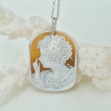 Zilver, Zonder reservering - Cameo - Handgesneden camee