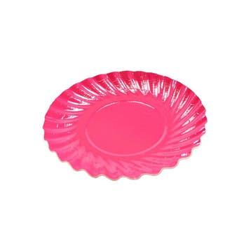 Gebaksschoteltje Rond Ribbel Fuchsia Ø8,8cm 25st., Verzenden, Nieuw