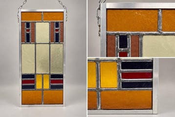 Glas-in-loodraam - 1930-1940 - geometrische compositie