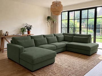 U-Bank Naaldwijk-Express - u-banken - Groen, Nieuw, 150 cm of meer, Stof, 300 cm of meer