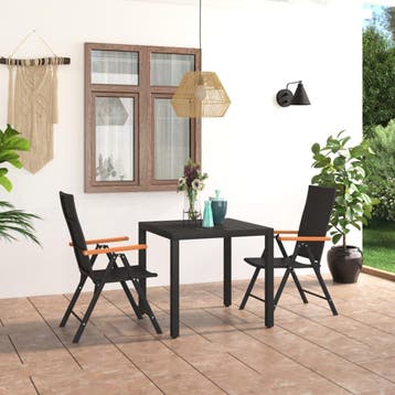vidaXL 3-delige Tuinset zwart en bruin, Tuin en Terras, Tuinsets en Loungesets, Verzenden, Nieuw, 3 zitplaatsen, Tuinset