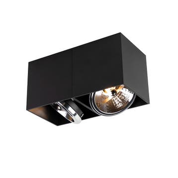 Design spot zwart rechthoekig 2-lichts - Box, Verzenden, Nieuw
