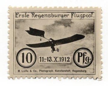 Beieren 1912 - 10Pf Regensburger Flugtage ongebruikt. Een, Gestempeld
