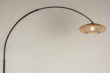 Rietveld Vloerlampen - Zwart, Bruin, Naturel - Metaal, Rotan, Verzenden, Nieuw