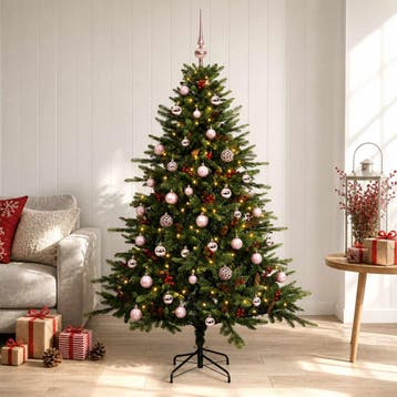 vidaXL Kunstkerstboom met kerstbal 150 cm 150 LEDs Warmwit, Verzenden, Nieuw
