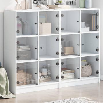 vidaXL Boekenkast met deuren 136x37x109 cm bewerkt hout wit, Verzenden, Nieuw, Overige houtsoorten