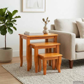 vidaXL Geneste Bijzettafels 3 pcs Naturel Massief, Huis en Inrichting, Tafels | Bijzettafels, Verzenden, Nieuw