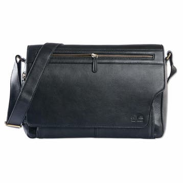 WILD WOODS Leren Messenger 15,6 inch Laptoptas Zwart, Verzenden, Nieuw