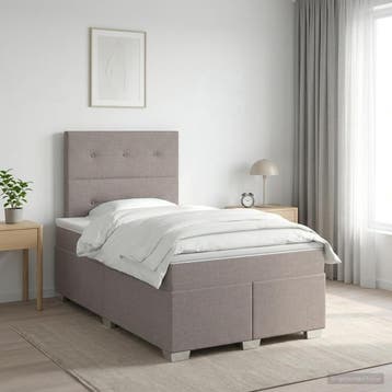 vidaXL Boxspringbed met matras met hoofdeinde Taupe 120 x, Verzenden, Nieuw, Twijfelaar