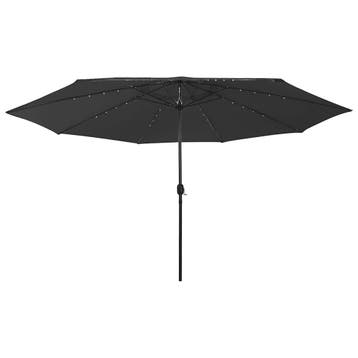 vidaXL Parasol met LED-verlichting 400 cm zwart, Verzenden, Nieuw, Meer dan 4 meter