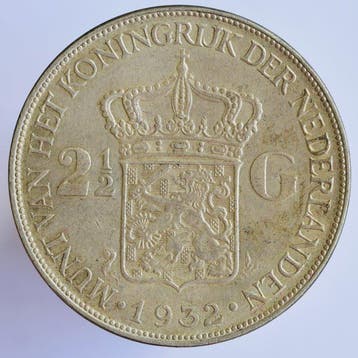 Nederland. Wilhelmina. 2 1/2 Gulden 1932 (Zonder