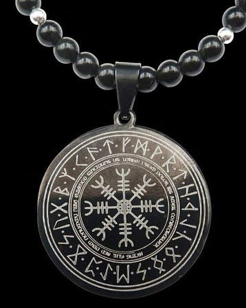 Viking-ketting Vegvisir in obsidiaan: Gids- en