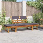 vidaXL Ligbed met kussen 2-in-1 190 cm massief acaciahout, Verzenden, Nieuw, Hout