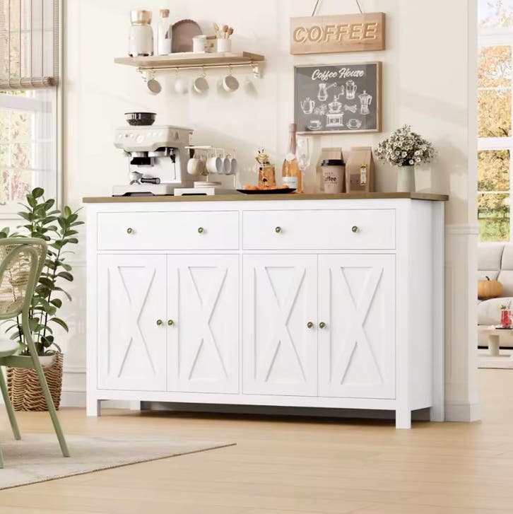 Groot Dressoir - Witte Opbergkast Landelijke Stijl - Keuken, Huis en Inrichting, Kasten | Dressoirs, Nieuw, Verzenden