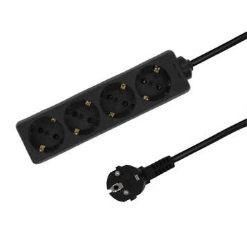 VIERVOUDIGE TAFELCONTACTDOOS | 5M | ZWART, Nieuw
