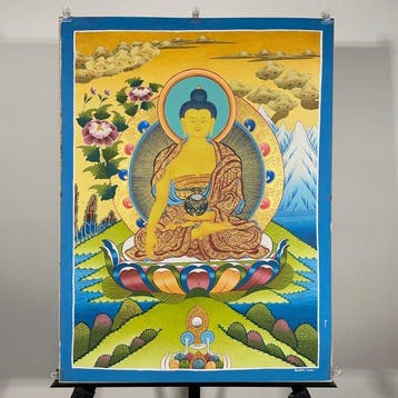 Sakyamuni Buddha seated on a Lotus Trone - 60.3X45 cm -