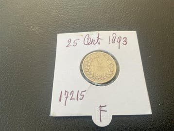 Nederland. Wilhelmina. 25 Cents 1893 ( zeldzaam) (Zonder, Postzegels en Munten, Munten | Nederland