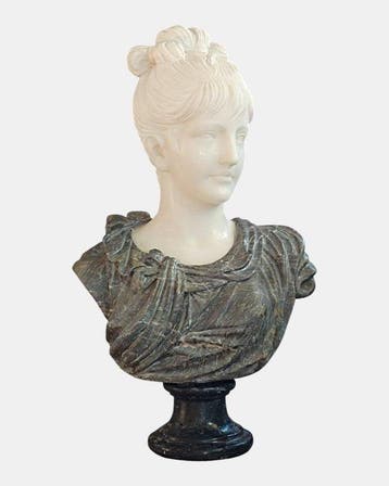 sculptuur, Busto di ragazza - 57 cm - Gegoten steen, Antiek en Kunst