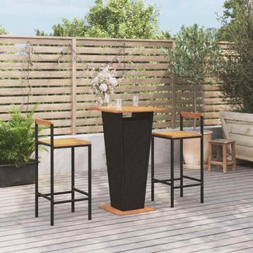 vidaXL 3-delige Tuinbarset poly rattan en massief acaciahout, Verzenden, Nieuw, 2 zitplaatsen