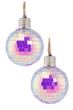 2x Discobal Ø 8 cm LED Iridescent Paars  Discobol Klein Spie, Ophalen of Verzenden, Nieuw, Feestartikel, Carnaval