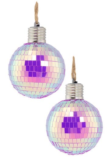 KIMU® 2x Discobal Ø 8 cm LED Iridescent Paars  Discobol Klei, Ophalen of Verzenden, Nieuw, Feestartikel, Carnaval