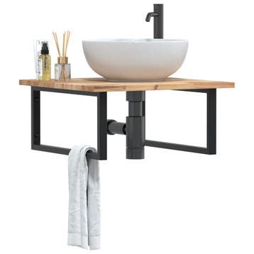 vidaXL Badkamer wandschap staal en massief acaciahout, Verzenden, Nieuw