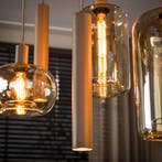 Hanglamp Eettafel - Nieuw - Amberglas - Beige - Webshop, Verzenden, Modern, Industrieel, Design, Minimalistisch, Organisch, Nieuw