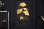 Elegante wanddecoratie GINKGO 110cm goud in filigrane, Ophalen of Verzenden, Nieuw