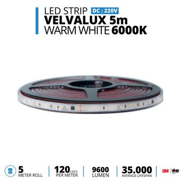 LED Strip - Velvalux - 5 Meter - Helder/Koud Wit 6000K -, Ophalen of Verzenden, Nieuw, Overige fittingen