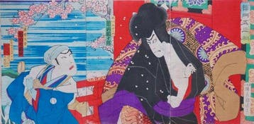 Rmon Gosan no Kiri Kabuki Triptych (Meiji 19 / 1886), Antiek en Kunst