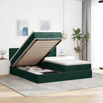 vidaXL Ottoman bed met matrassen en LEDs 160x200cm fluweel, Verzenden, 200 cm, Stof, 160 cm