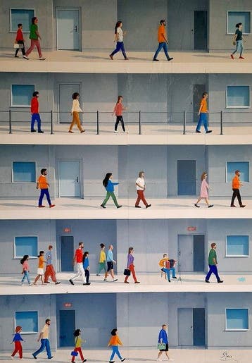 Giorgio Stocco - People walking 81-opera unica