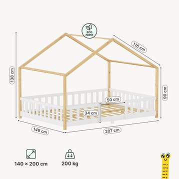 Kinderbed Treviolo met uitvalbeveiliging en matras [en.casa], Verzenden, Nieuw