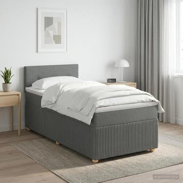 vidaXL Boxspringbed met matras Donkergrijs 80 x 200 cm Stof, Verzenden, Nieuw, Eenpersoons, Stof