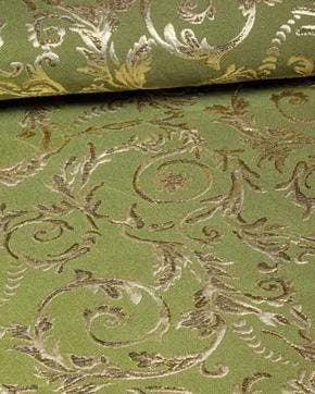 Jacquard Barok Olijf Groen, Hobby en Vrije tijd, Stoffen en Lappen, Nieuw, Groen