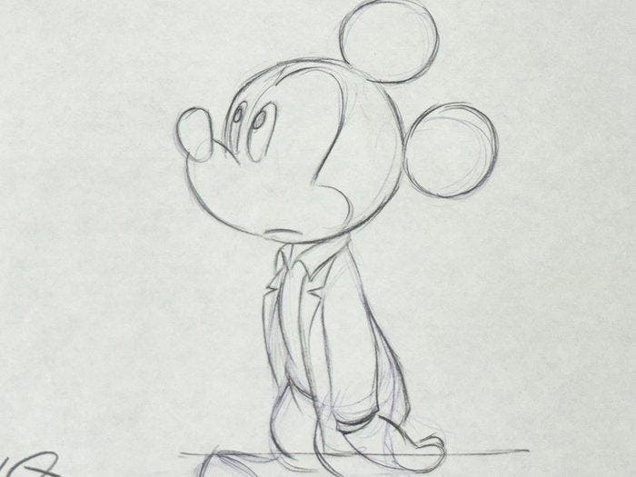 Walt Disney - Originele animatietekening van Mickey Mouse -, Verzamelen, Disney