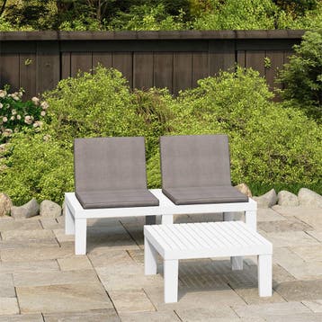 vidaXL 2-delige Loungeset met kussens kunststof wit, 2 zitplaatsen, Verzenden, Textileen, Nieuw