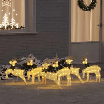vidaXL LED Rendieren 6 st Goud 45 x 19 x 65 cm Stof, Verzenden, Nieuw