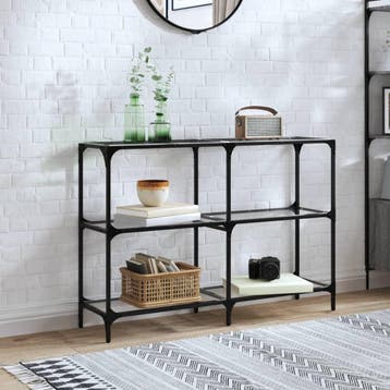 vidaXL Wandtafel met transparant glazen blad 118,5x30x81 cm, Verzenden, Nieuw, Metaal, 100 tot 150 cm