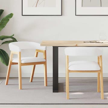 vidaXL Eettafelstoelen 2 st Massief Rubberhout Naturel 54 x, Verzenden, Nieuw, Wit