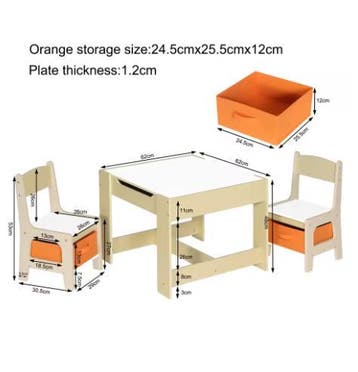 Houten Kindertafel met 2 Stoelen en Opbergdozen, Verzenden, Nieuw