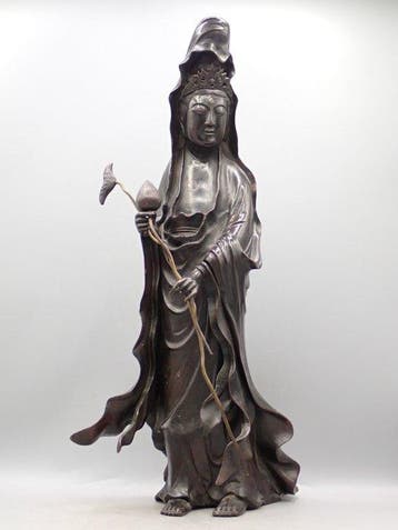 Figuur - Large Kannon - Brons - Japan - Edo Periode