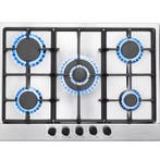 Gaskookplaat 68cm 5-Pits RVS LPG Aardgas Inbouw, Verzenden, Nieuw