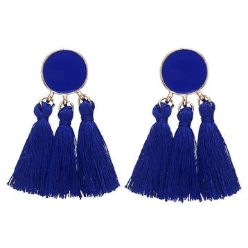 Fako Bijoux - Oorbellen - Kwast - Cirkel Mini - Donkerblauw, Verzenden, Nieuw